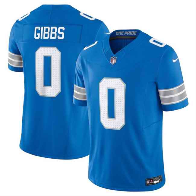 Men's Detroit Lions #0 Jahmyr Gibbs Blue 2025 F.U.S.E. Vapor Limited Stitched Jersey